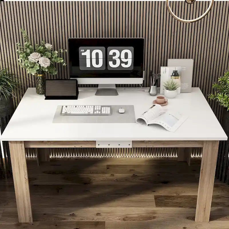 White Extendable Dining Table MDF Wood Seats 4 to 6 People