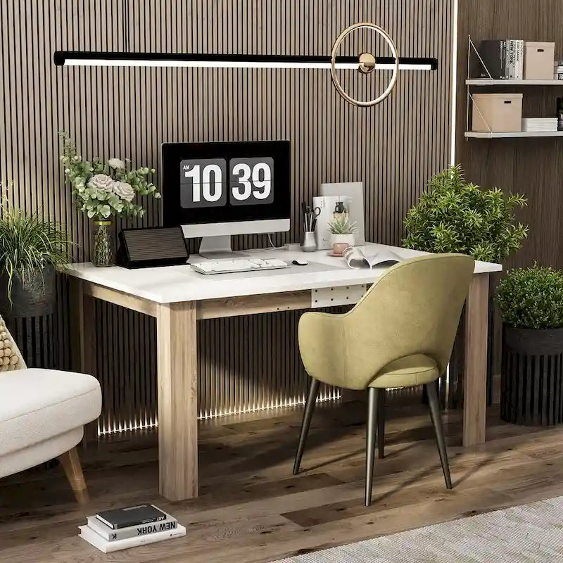 White Extendable Dining Table MDF Wood Seats 4 to 6 People