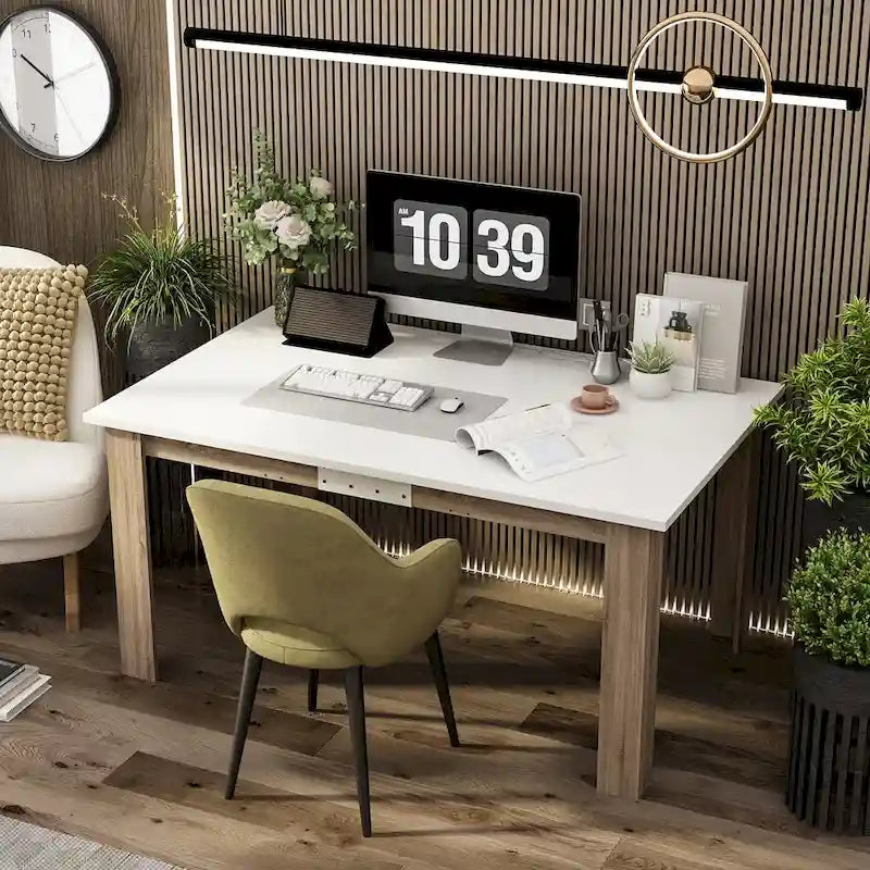 White Extendable Dining Table MDF Wood Seats 4 to 6 People