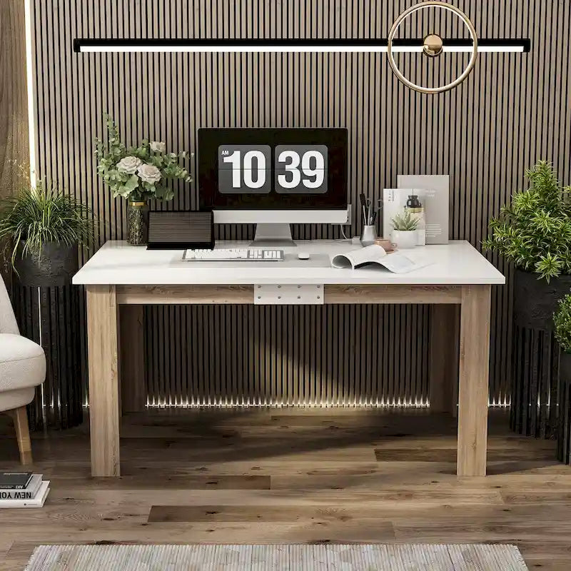White Extendable Dining Table MDF Wood Seats 4 to 6 People