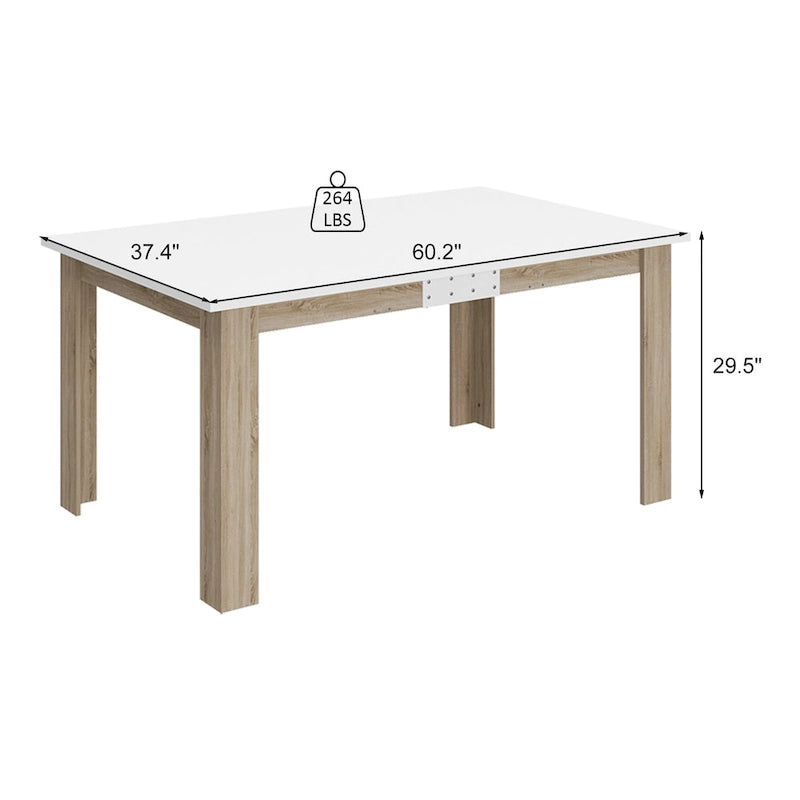 White Extendable Dining Table MDF Wood Seats 4 to 6 People