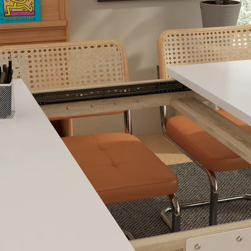White Extendable Dining Table MDF Wood Seats 4 to 6 People