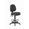 Sedia ergonomica nera da disegno con supporto lombare e poggiapiedi ad anello