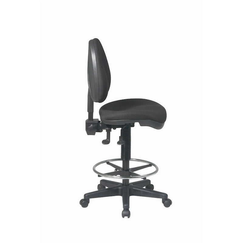 Black Ergonomic Drafting Chair with Lumbar Support and Foot Ring
