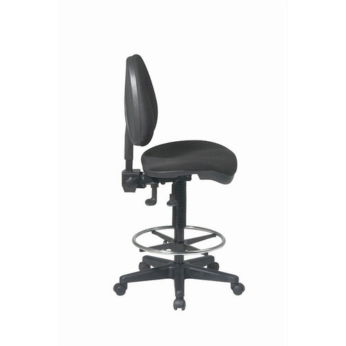 Black Ergonomic Drafting Chair with Lumbar Support and Foot Ring