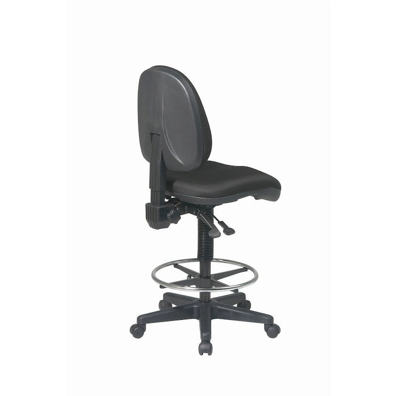 Black Ergonomic Drafting Chair with Lumbar Support and Foot Ring