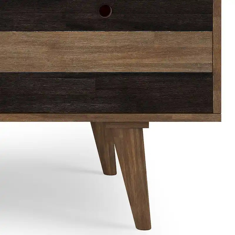 Solid Wood Mid-Century Modern 60 Inch Wide Desk with Drawers Rustic Brown