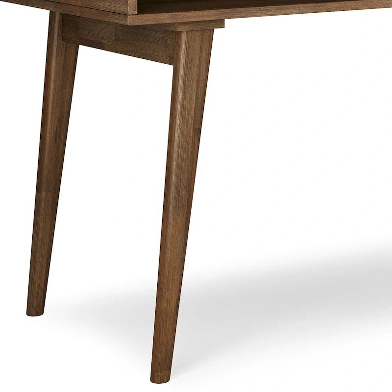 Solid Wood Mid-Century Modern 60 Inch Wide Desk with Drawers Rustic Brown