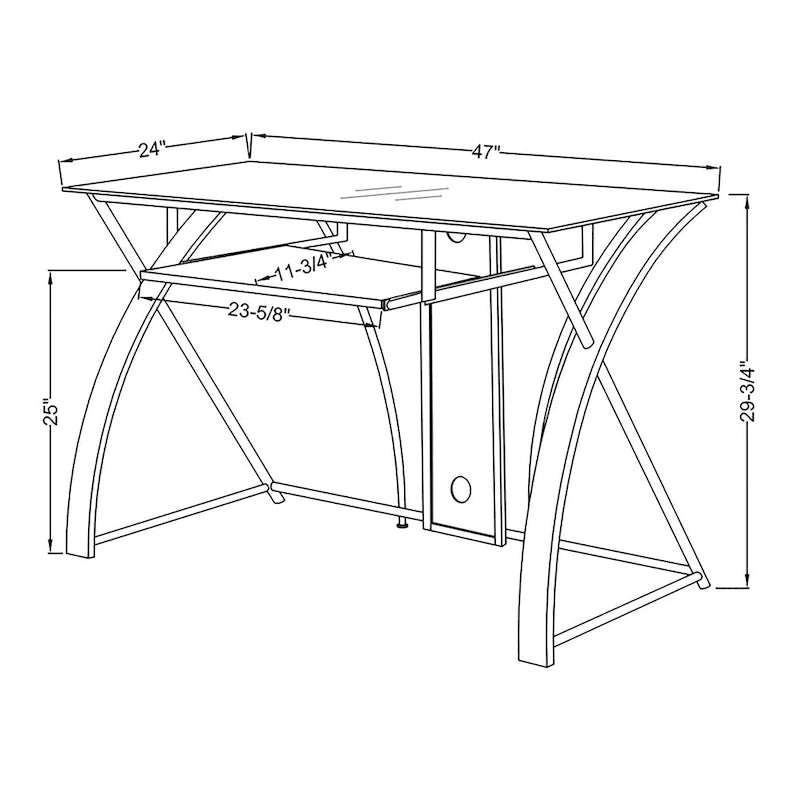 Modern Glass Computer Desk with Keyboard Tray Oak Black