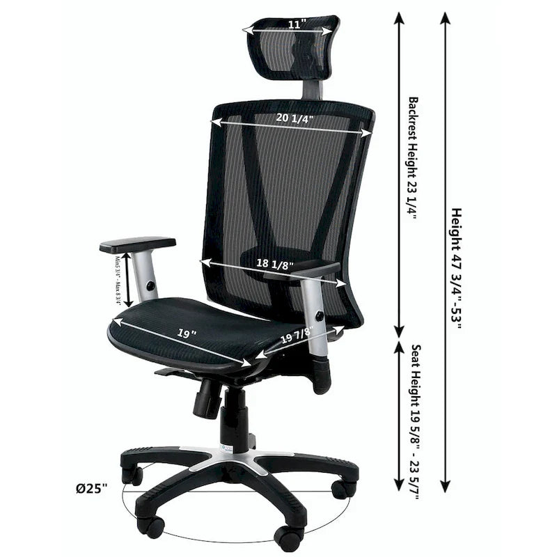 Fully Mesh Ergonomic High-Back Brown Office Chair with Adjustable Armrests and Headrest