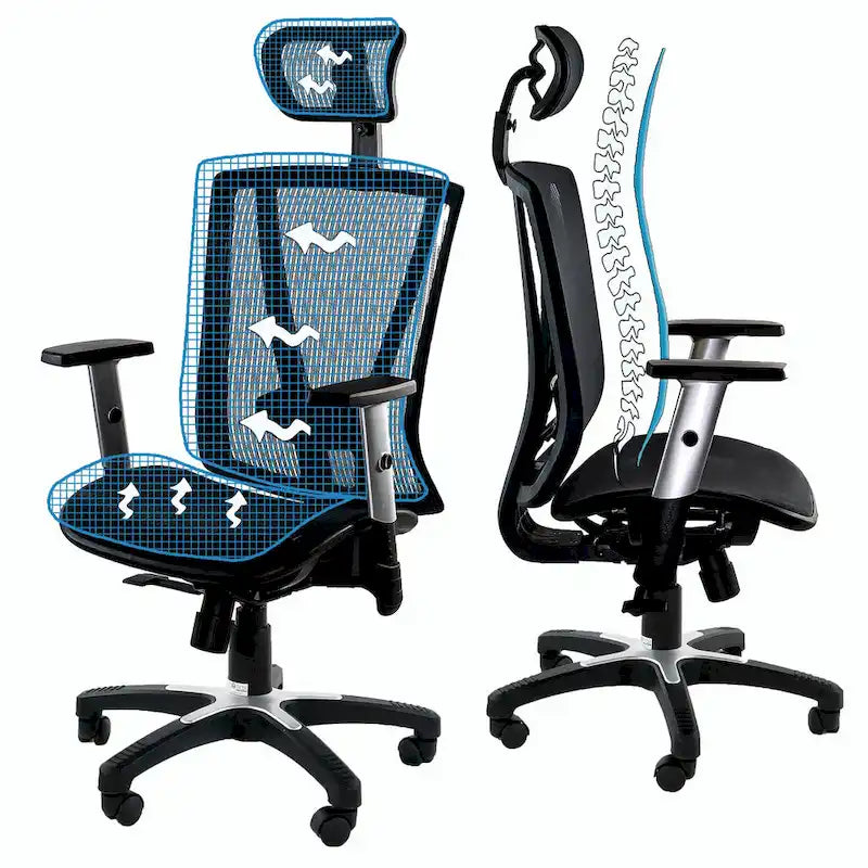 Fully Mesh Ergonomic High-Back Brown Office Chair with Adjustable Armrests and Headrest