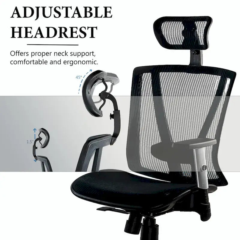 Fully Mesh Ergonomic High-Back Brown Office Chair with Adjustable Armrests and Headrest
