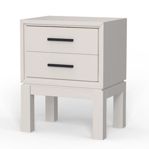 2 Drawer Wood Nightstand with Felt-Lined Drawers and Black Metal Handles