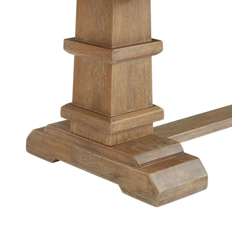 Panca da pranzo rustica marrone in stile farmhouse con base a cavalletto