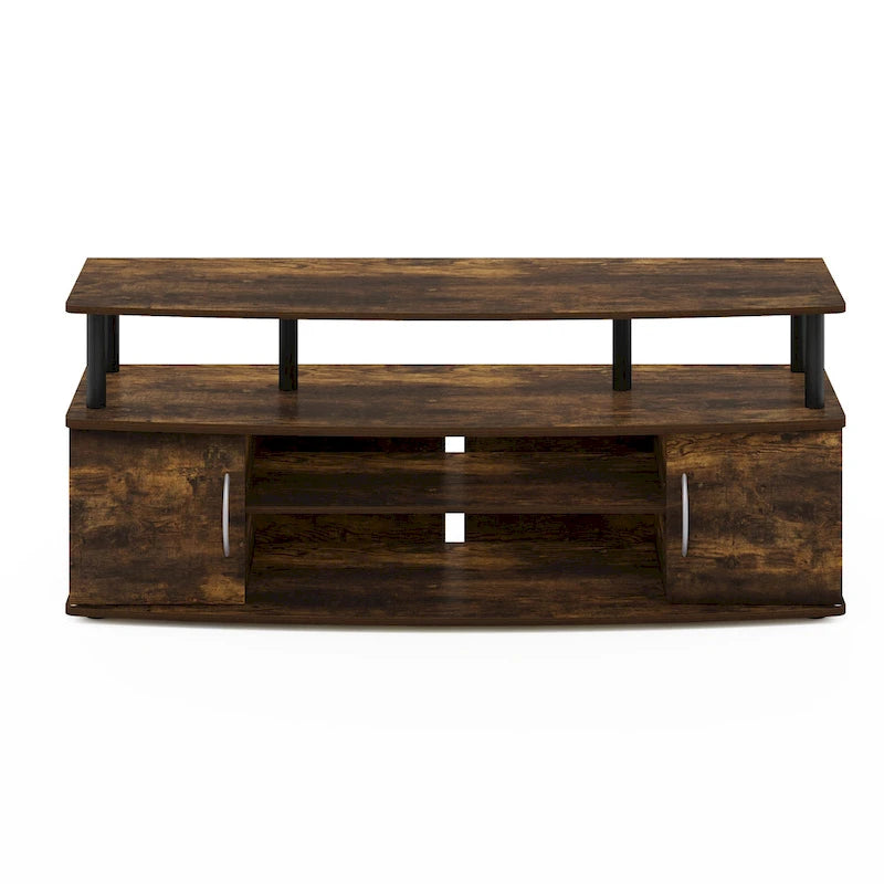 Large Entertainment Center TV Stand with Open Shelves and Storage Cabinets