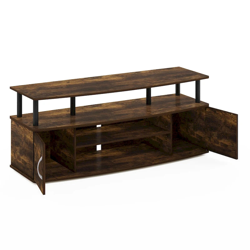 Large Entertainment Center TV Stand with Open Shelves and Storage Cabinets