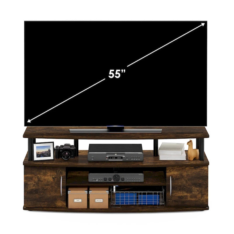 Large Entertainment Center TV Stand with Open Shelves and Storage Cabinets