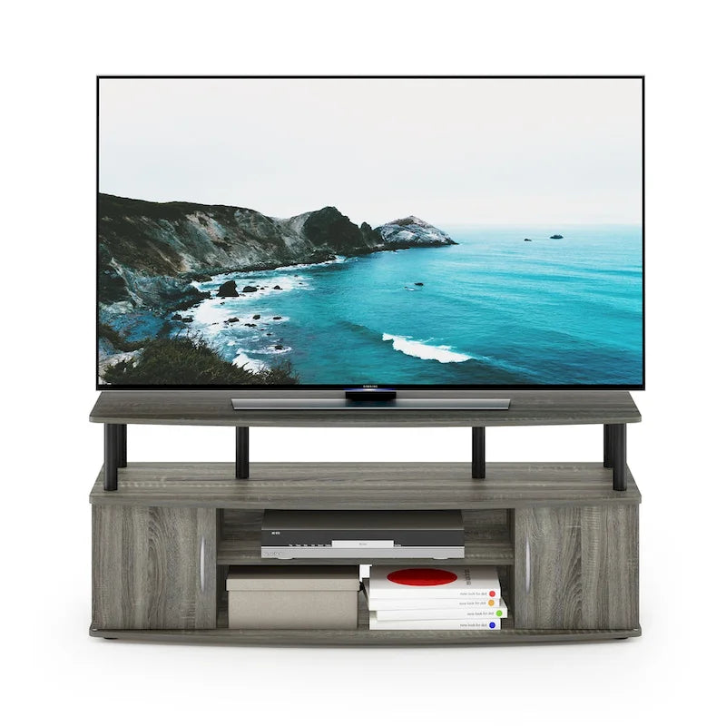 Large Entertainment Center TV Stand with Open Shelves and Storage Cabinets