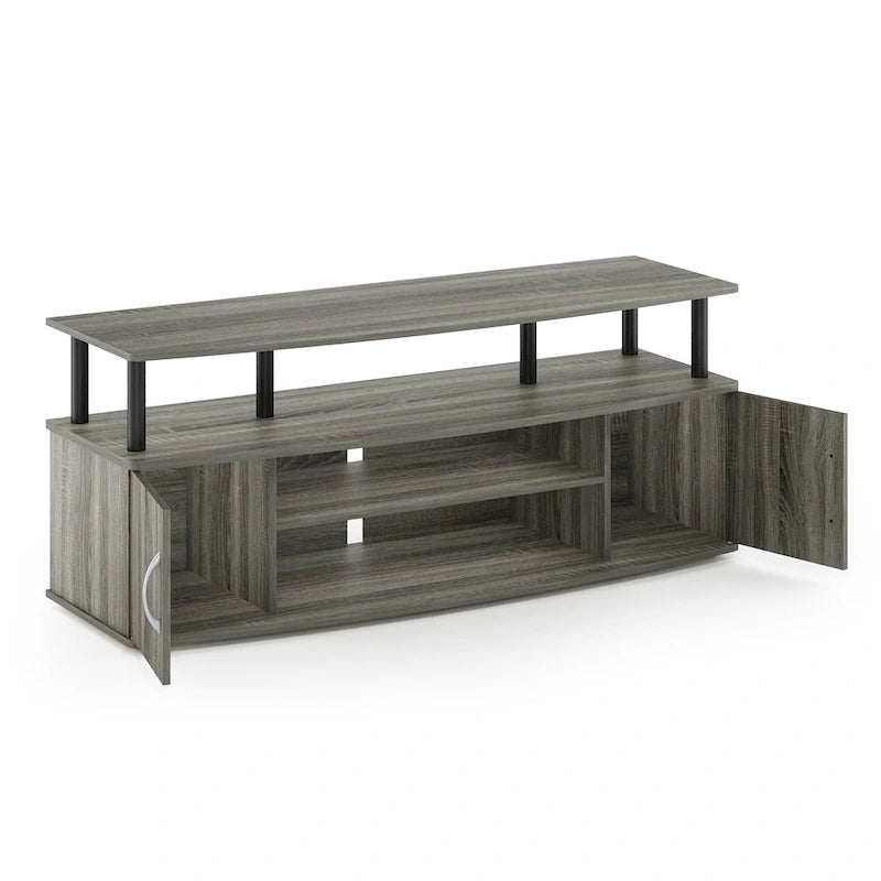 Large Entertainment Center TV Stand with Open Shelves and Storage Cabinets