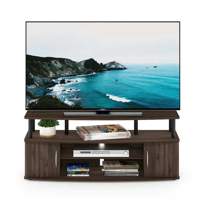 Large Entertainment Center TV Stand with Open Shelves and Storage Cabinets