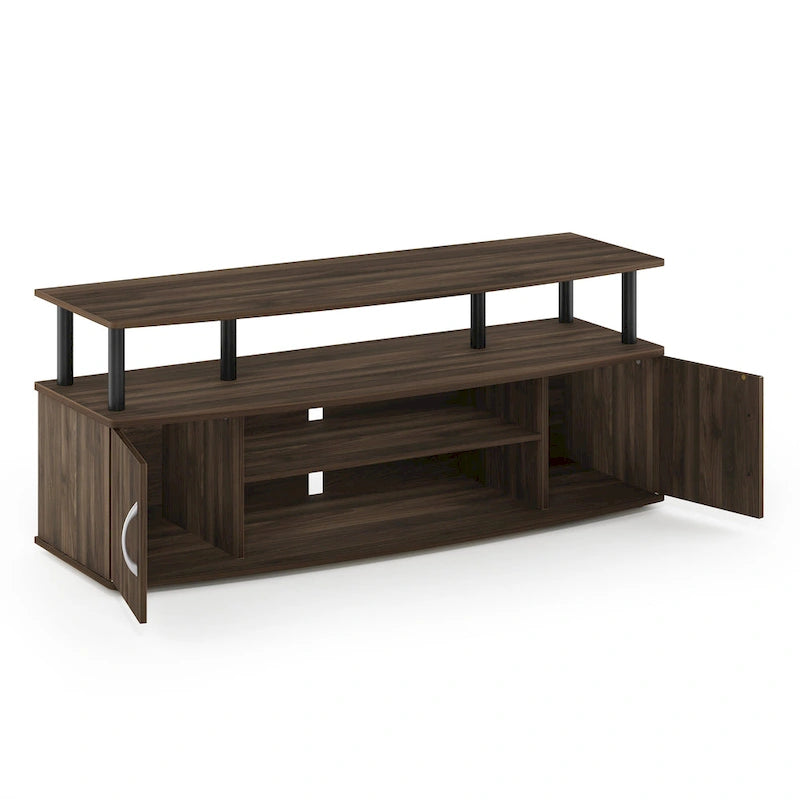 Large Entertainment Center TV Stand with Open Shelves and Storage Cabinets