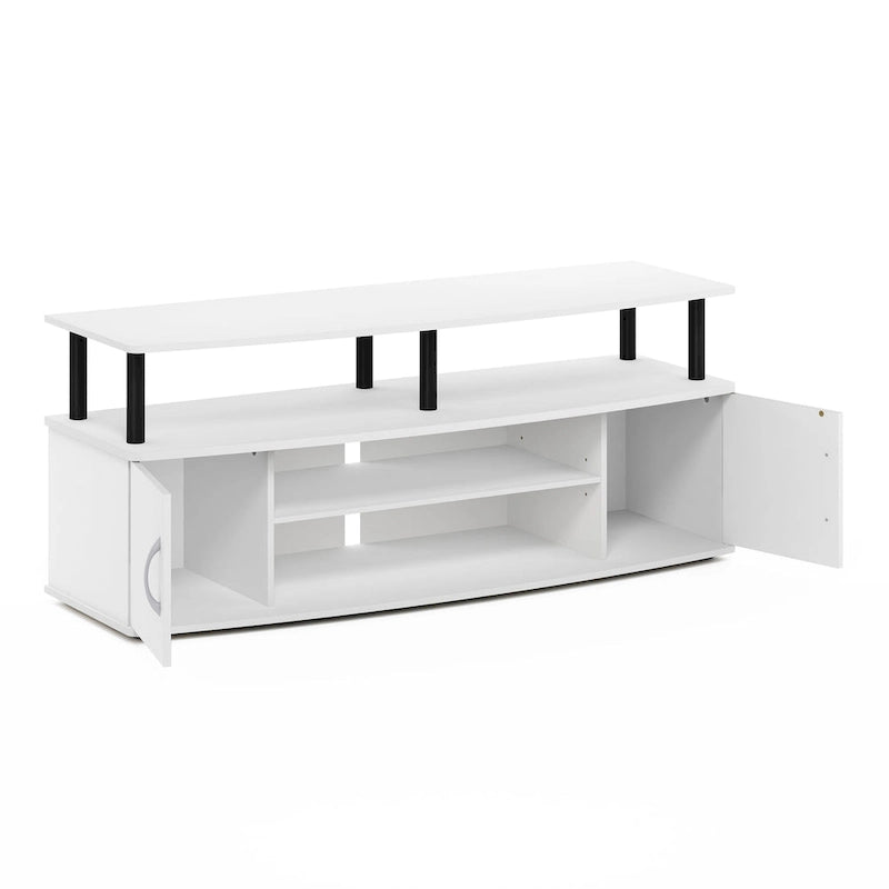Large Entertainment Center TV Stand with Open Shelves and Storage Cabinets