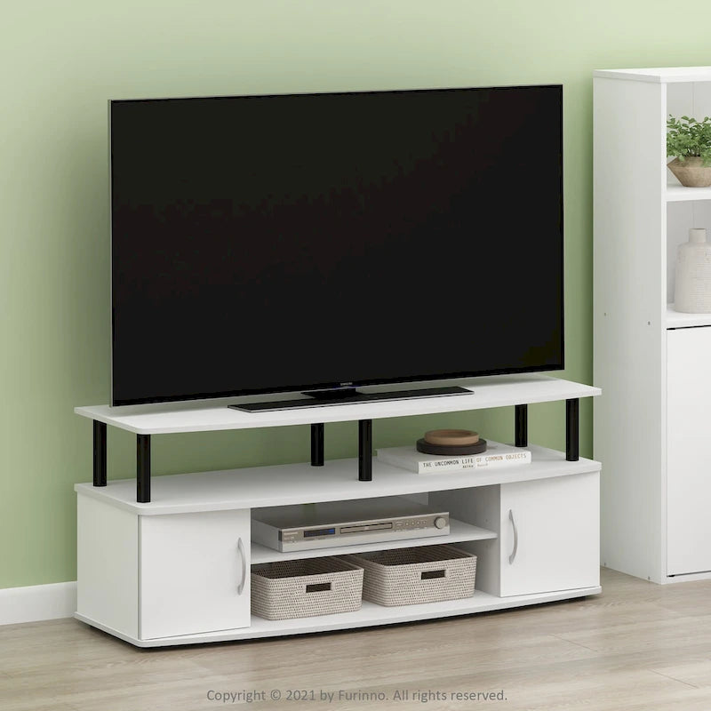Large Entertainment Center TV Stand with Open Shelves and Storage Cabinets