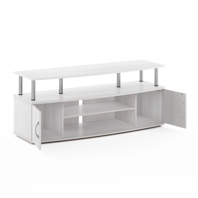 Large Entertainment Center TV Stand with Open Shelves and Storage Cabinets