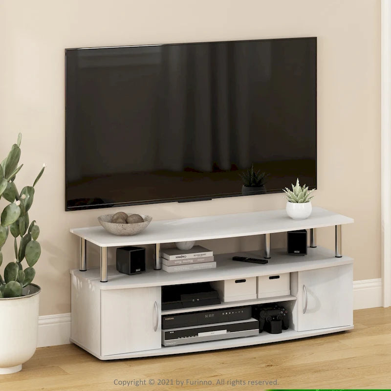 Large Entertainment Center TV Stand with Open Shelves and Storage Cabinets
