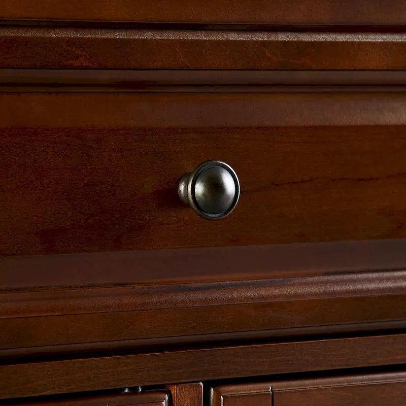 Mahogany Granite Top Stationary Kitchen Island with Storage Cabinet
