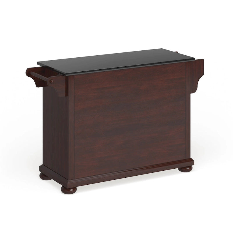 Mahogany Granite Top Stationary Kitchen Island with Storage Cabinet