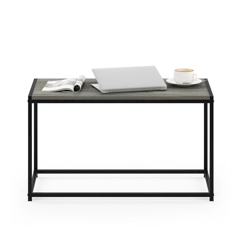 Modern Living Room Coffee Table with Wood Top and Metal Frame