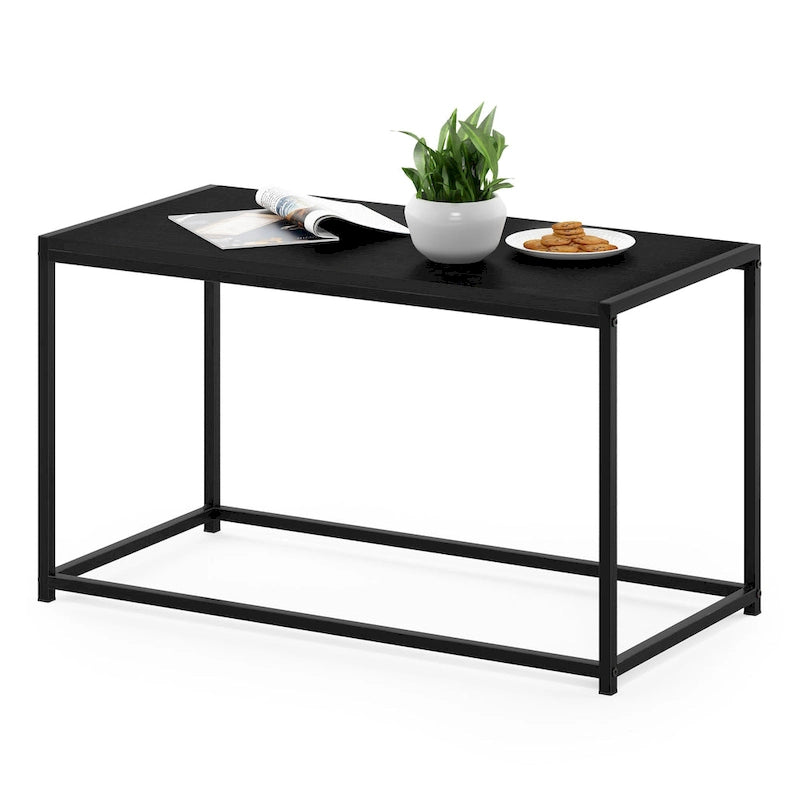 Modern Living Room Coffee Table with Wood Top and Metal Frame