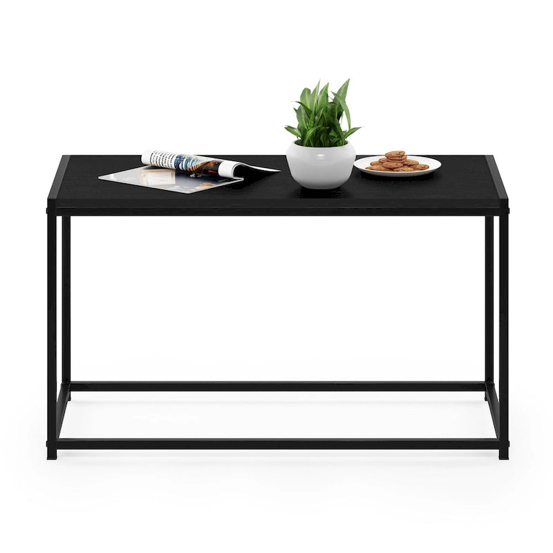 Modern Living Room Coffee Table with Wood Top and Metal Frame