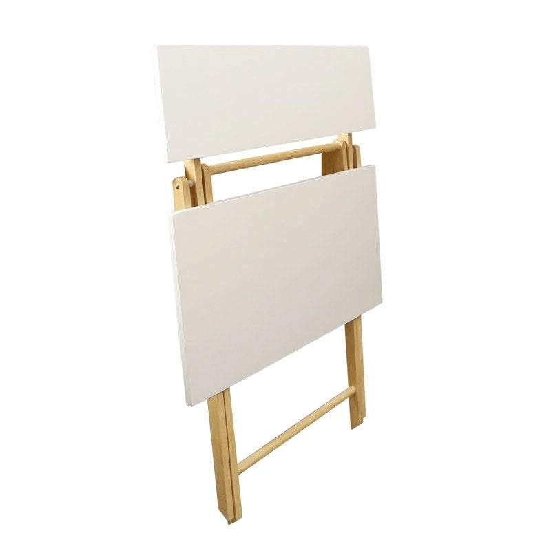 White Two-Tier Foldable Wood Laptop Desk with Dual Shelves