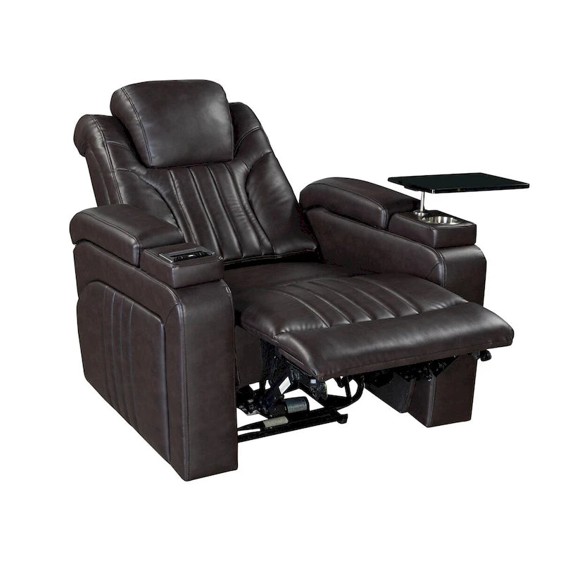 Power Recliner Chair with Adjustable Headrest, USB Port, Storage Arms, Cup Holder and Swivel Tray Table in Black or Brown