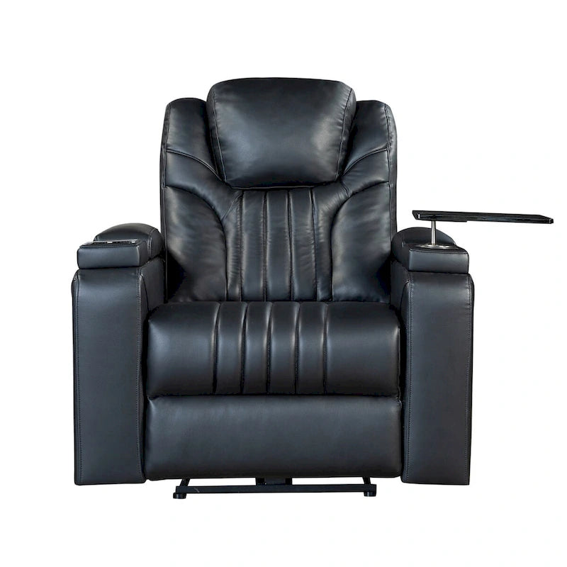 Power Recliner Chair with Adjustable Headrest, USB Port, Storage Arms, Cup Holder and Swivel Tray Table in Black or Brown