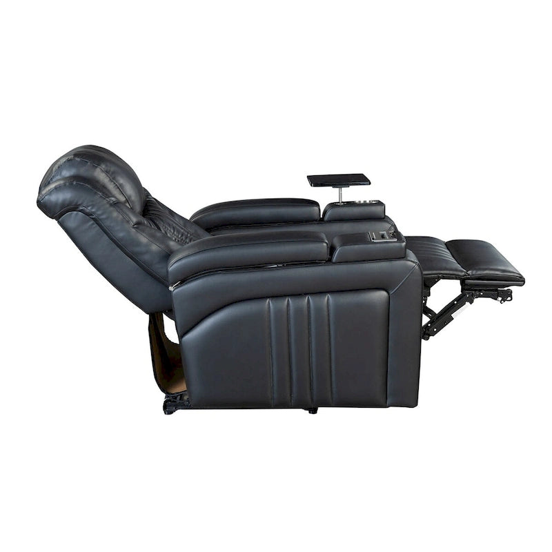 Power Recliner Chair with Adjustable Headrest, USB Port, Storage Arms, Cup Holder and Swivel Tray Table in Black or Brown