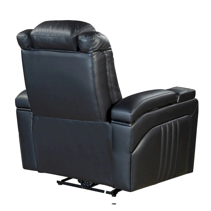 Power Recliner Chair with Adjustable Headrest, USB Port, Storage Arms, Cup Holder and Swivel Tray Table in Black or Brown