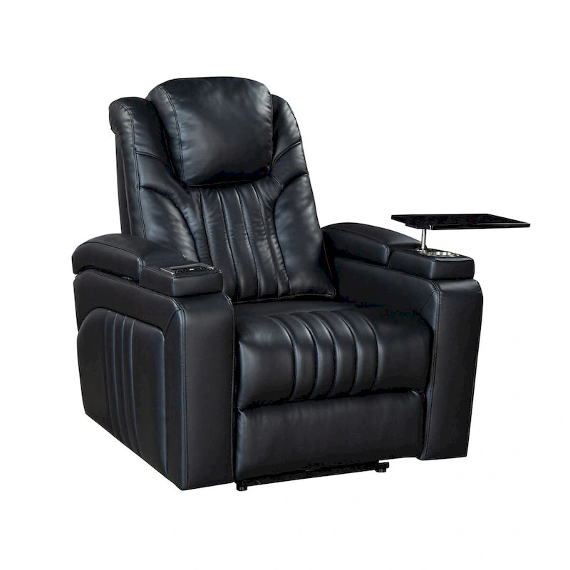 Power Recliner Chair with Adjustable Headrest, USB Port, Storage Arms, Cup Holder and Swivel Tray Table in Black or Brown