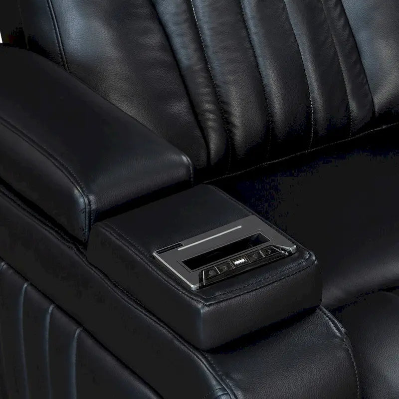 Power Recliner Chair with Adjustable Headrest, USB Port, Storage Arms, Cup Holder and Swivel Tray Table in Black or Brown