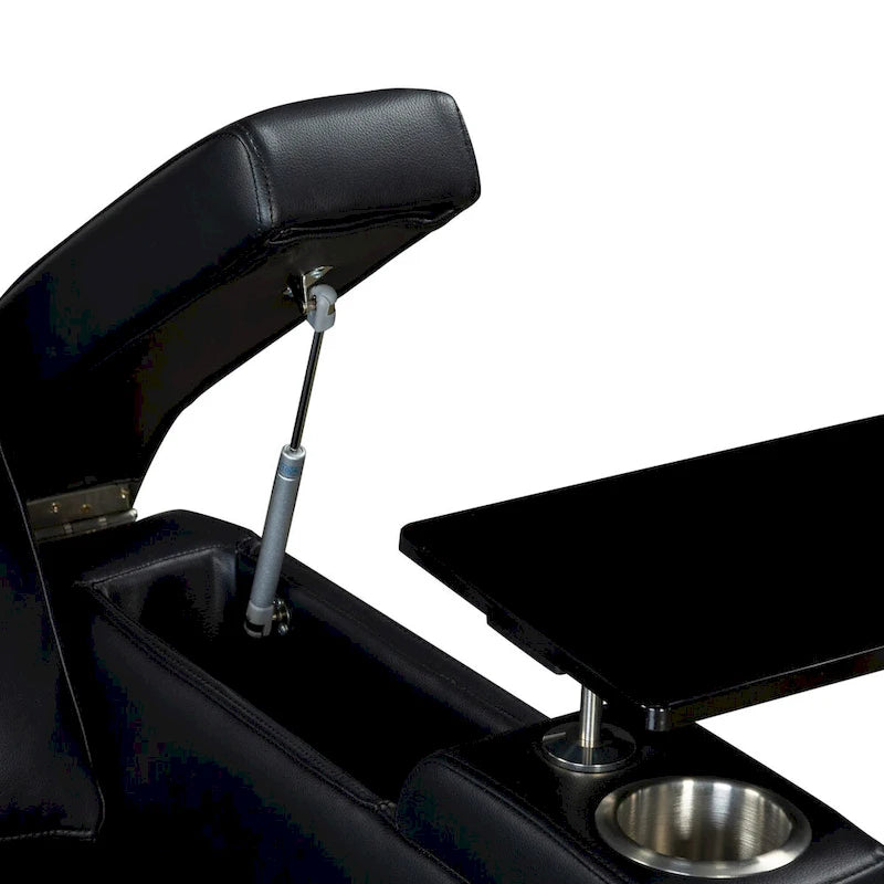 Power Recliner Chair with Adjustable Headrest, USB Port, Storage Arms, Cup Holder and Swivel Tray Table in Black or Brown