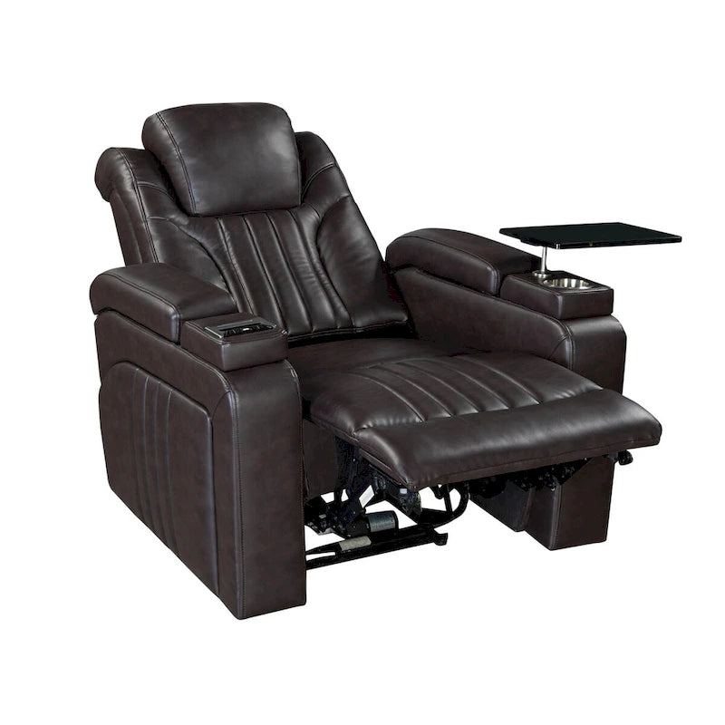 Power Recliner Chair with Adjustable Headrest, USB Port, Storage Arms, Cup Holder and Swivel Tray Table in Black or Brown