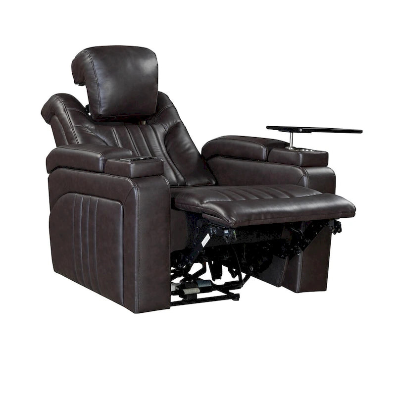 Power Recliner Chair with Adjustable Headrest, USB Port, Storage Arms, Cup Holder and Swivel Tray Table in Black or Brown