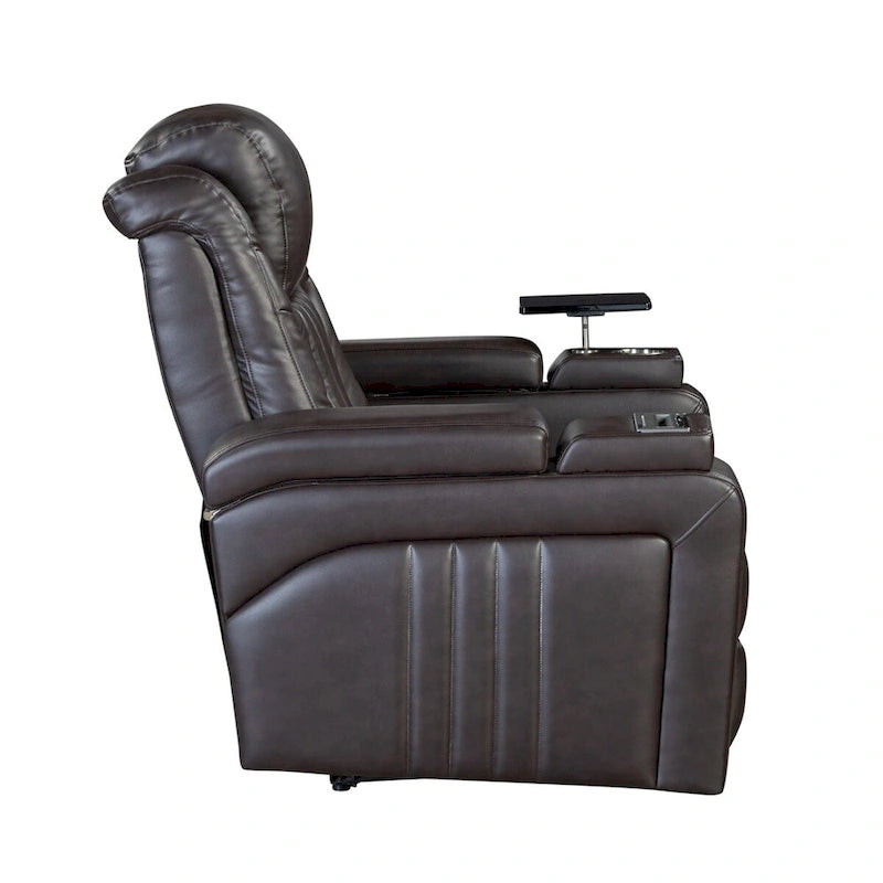 Power Recliner Chair with Adjustable Headrest, USB Port, Storage Arms, Cup Holder and Swivel Tray Table in Black or Brown