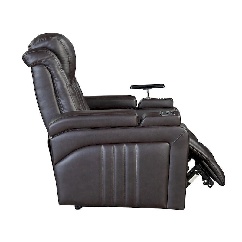 Power Recliner Chair with Adjustable Headrest, USB Port, Storage Arms, Cup Holder and Swivel Tray Table in Black or Brown