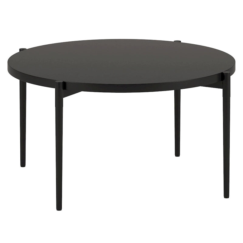 Round Coffee Table - Blackened Bronze Steel, 32 Inch Tabletop with Tapered Legs