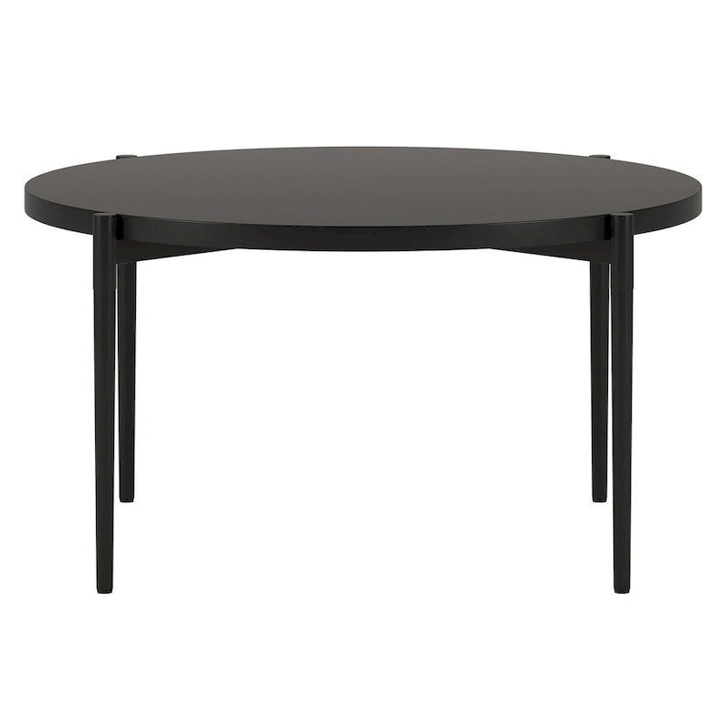 Round Coffee Table - Blackened Bronze Steel, 32 Inch Tabletop with Tapered Legs