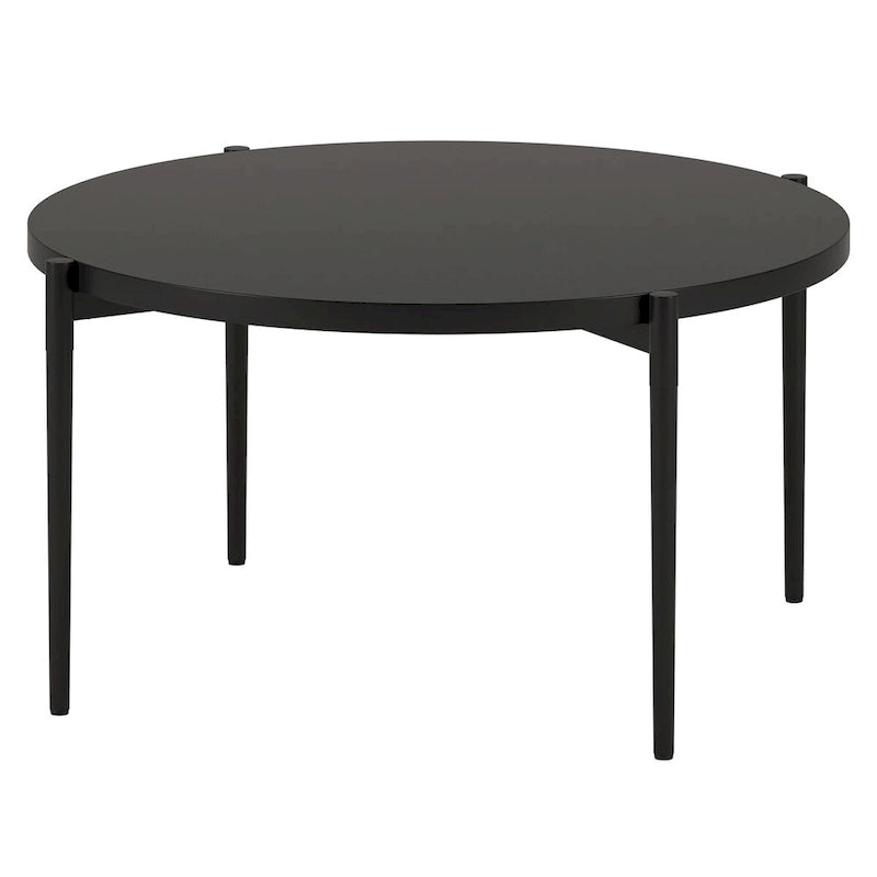 Round Coffee Table - Blackened Bronze Steel, 32 Inch Tabletop with Tapered Legs