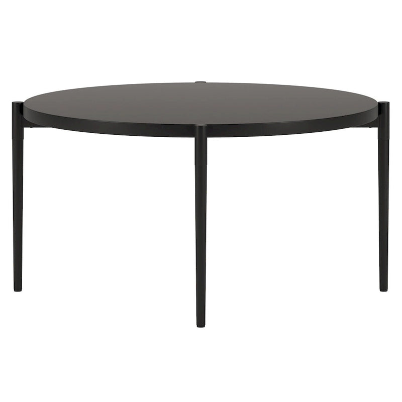 Round Coffee Table - Blackened Bronze Steel, 32 Inch Tabletop with Tapered Legs
